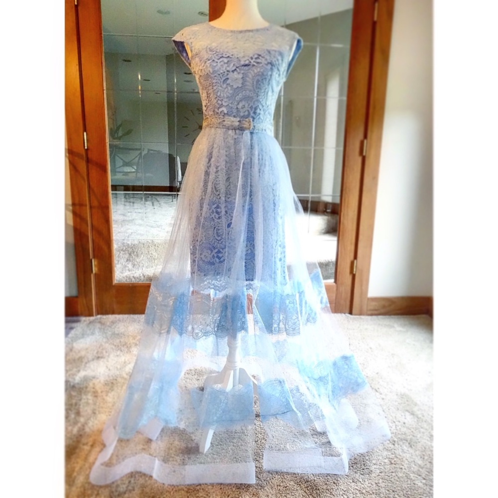 A baby blue dress